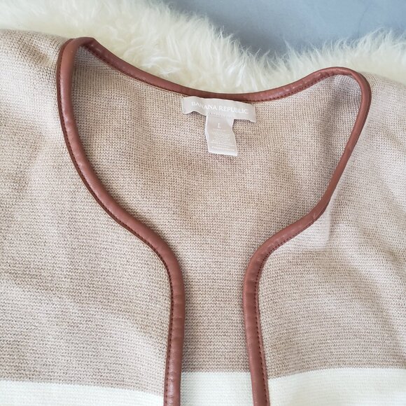 Banana Republic Color Block Open Front Sweater - Size L - Knitted Cardigan - Picture 6 of 11